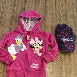Disney Fuchsia jacket with Minnie and Daisy! Plus Minnie hat included ❤️